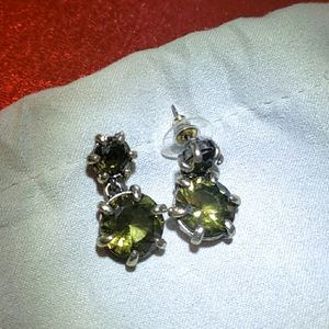 Quartz and Silvertone Earrings